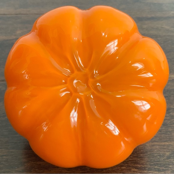 Art Glass Hand Blown Murano Style Orange Pumpkin - Picture 9 of 9